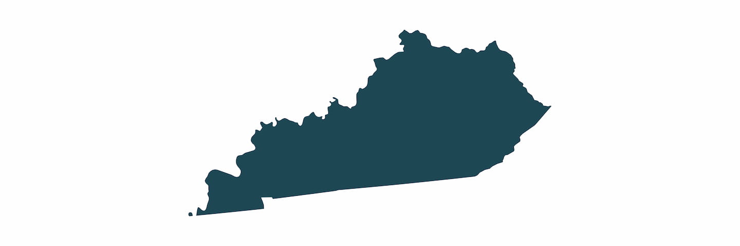 A simple dark silhouette map of Kentucky with no other details on a plain white background.